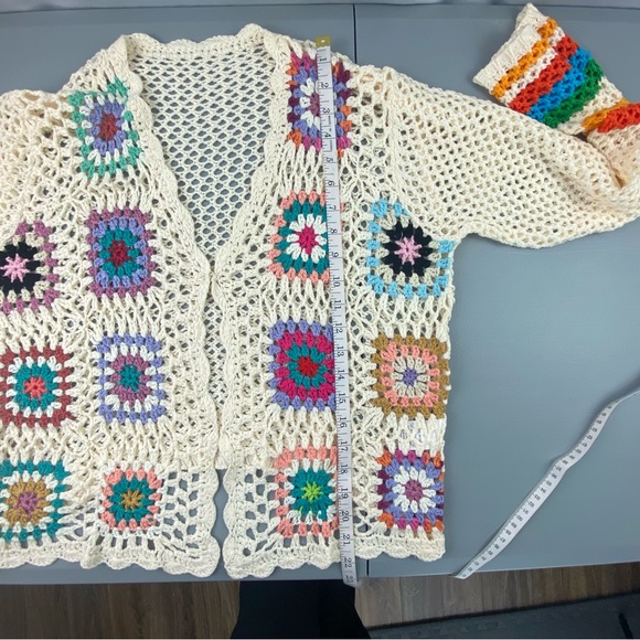 Shein crochet grannycore colorful cardigan women's size large - Picture 8 of 9